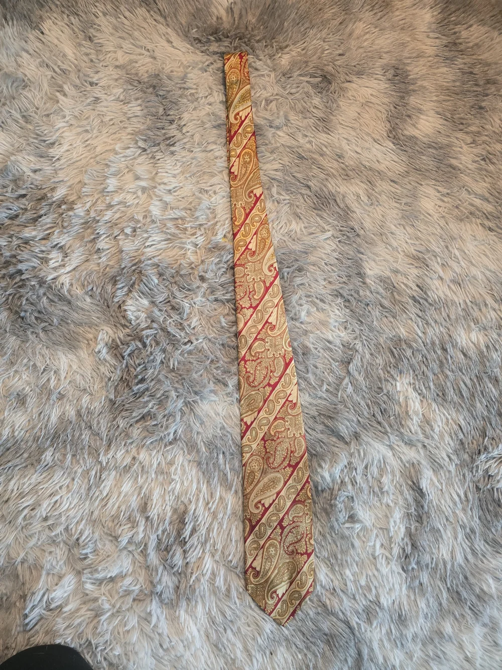 Vintage Gold And Red Paisley Silk Men's Tie